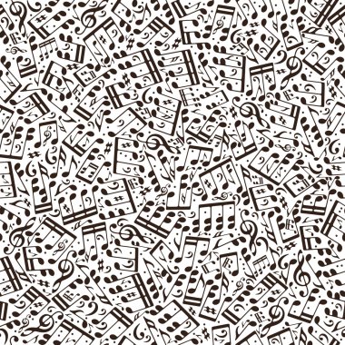 Vektör kahverengi monokromatik seamless modeli müzik notaları ile bir