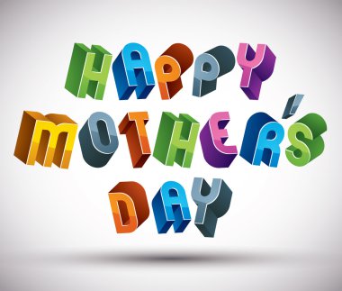 Mutlu Anneler Günü tebrik ifade yapılmış 3d ile retro tarzı ge