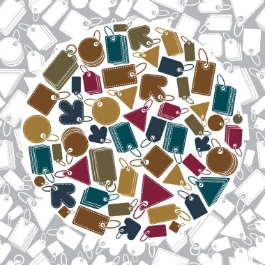 Satılık Etiketler simge seti ile seamless modeli içinde geçmiş, ben vektör