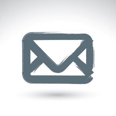 El çizilmiş basit vektör posta simgesi, gerçekçi emai çizim fırçası