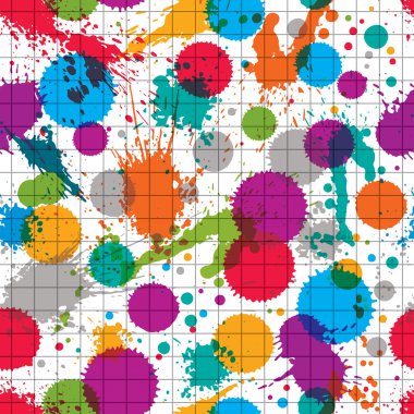 Vector ink splash seamless pattern with rounded overlap transpar clipart