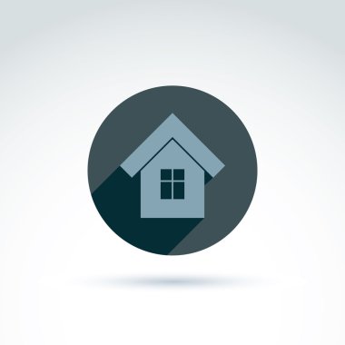 Vektör ev illüstrasyon, gayrimenkul simgesi. Turistik işareti, mono