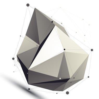 Geometrik vektör soyut 3d karmaşık kafes nesnesi, gümüş 