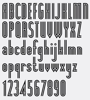 Poster çift şeritli siyah yazı tipi ve numaraları.