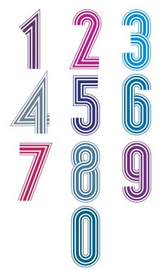 Retro çizgiler funky numaraları set 2.