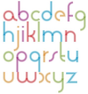 Işık neşeli paralel çizgi film küçük harfler, çizgili yuvarlak 