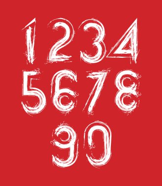 El boyaması kırmızı zemin üzerine beyaz Kaligrafi fırçası numaraları