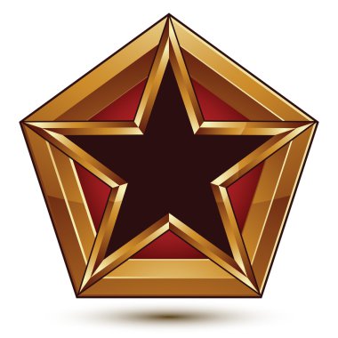 Altın ile pentagonal siyah yıldız ile göz alıcı vektör şablonu