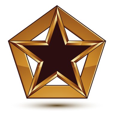 Altın ile pentagonal siyah yıldız ile göz alıcı vektör şablonu