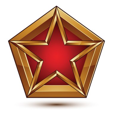 Kırmızı yıldızla pentagonal: altın o şablonla göz alıcı vektör
