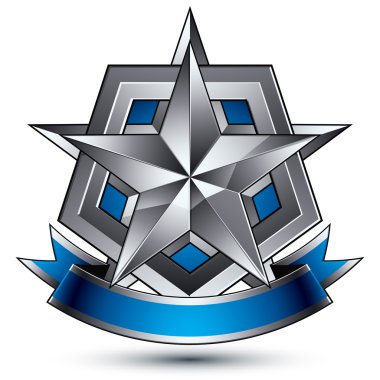 Göz alıcı vektör şablonu pentagonal Gümüş Yıldız simgesiyle