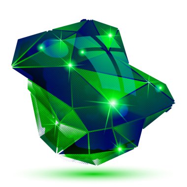 Plastik pixilated 3d parlak nesne beyaz arka plan üzerinde izole, 