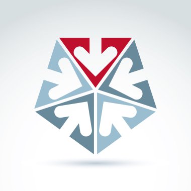 Beş yönlü oklar ile vektör soyut amblemi yer