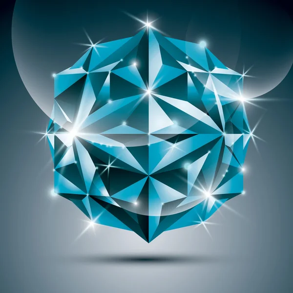 3D mavi parlak küre. Vektör fraktal göz kamaştırıcı soyut illustrat — Stok Vektör