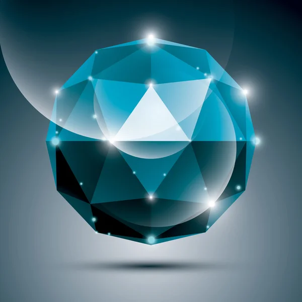 Esfera brillante abstracta de cobalto 3D con destellos, zafiro brillante o — Vector de stock