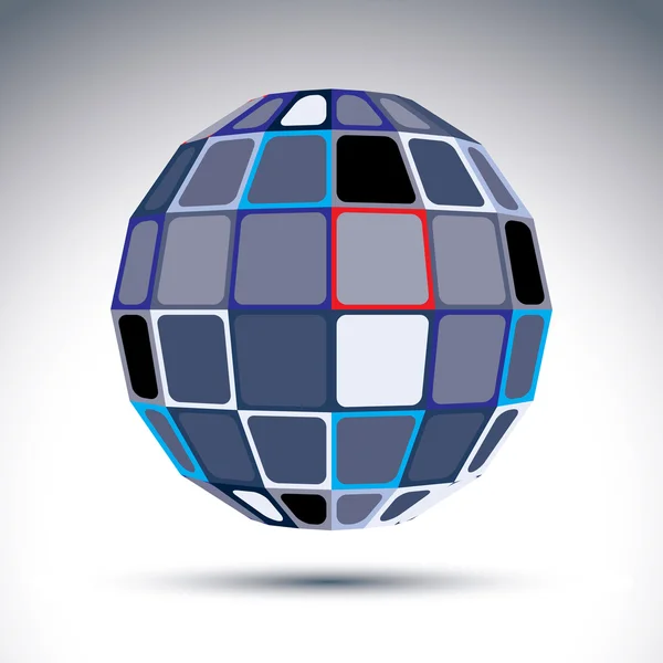 Objet fractal sphérique urbain gris, balle disco 3d. Kaléidoscope — Image vectorielle
