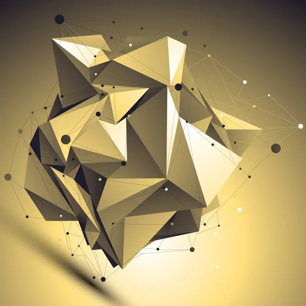 3D gold futuristic style abstract background, origami asymmetric — Stock Vector