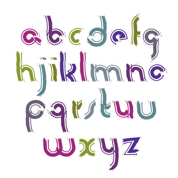 Vector kleurrijke handgeschilderde kleine letters geïsoleerd op witte bac — Stockvector