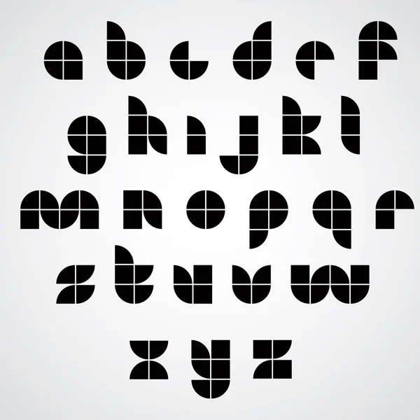 Zwart-wit zwart sferische sectored lettertype. — Stockvector