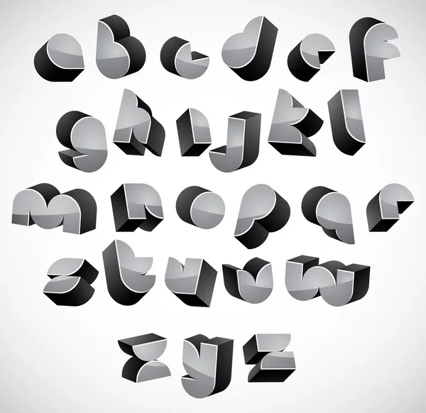 Fuente futurista 3d, conjunto de letras dimensionales geométricas . — Vector de stock