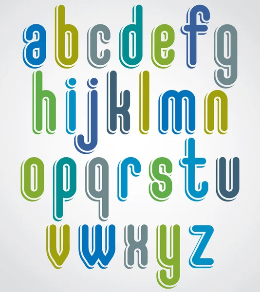 Caricatura redondeada letras minúsculas coloridas con contorno blanco, j — Vector de stock