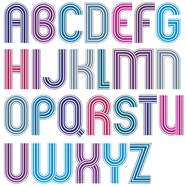 Große bunte Großbuchstaben mit abgerundeten Ecken, parallel — Stockvektor