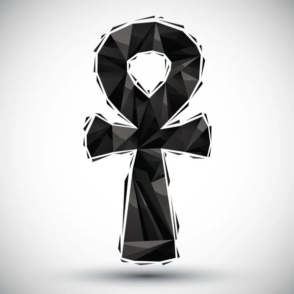 Símbolo negro ankh, palabra egipcia para vida, icono geométrico hecho en — Vector de stock