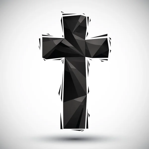 Icona geometrica a croce nera realizzata in stile moderno 3d, ideale per l'uso — Vettoriale Stock
