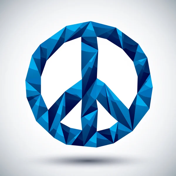Icono geométrico azul de la paz hecho en estilo moderno 3d, mejor para su uso — Vector de stock