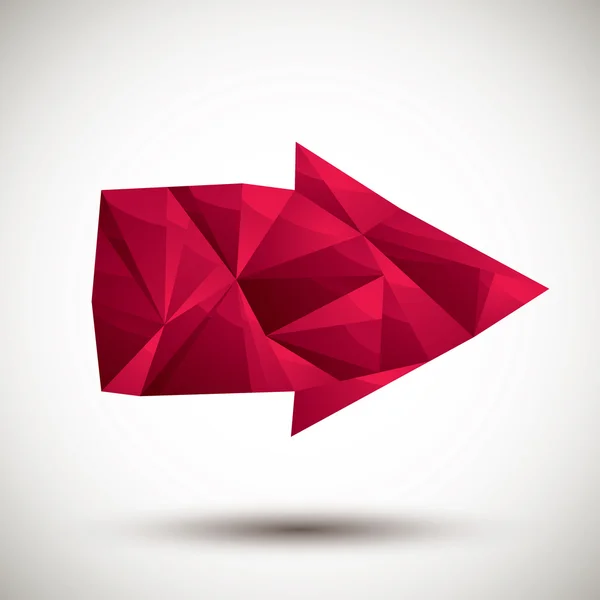 Icono geométrico de flecha roja hecho en estilo moderno 3d, mejor para usar un — Vector de stock