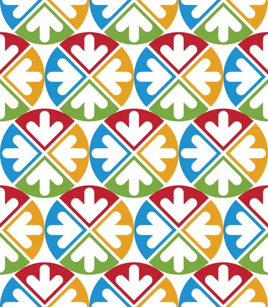 Symmetri で装飾的なカラフルな幾何学的なシームレス パターン — ストックベクタ