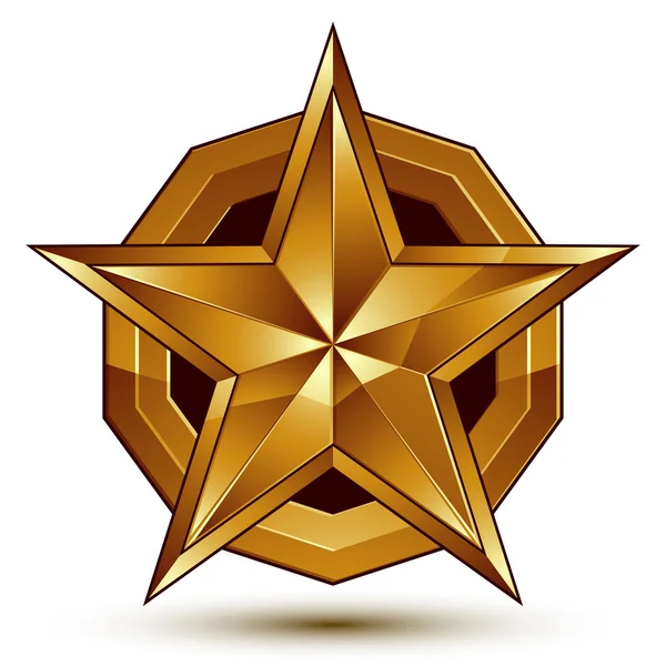 Öt ágú arany csillag, dimensio heraldikai vektor-sablonnal — Stock Vector