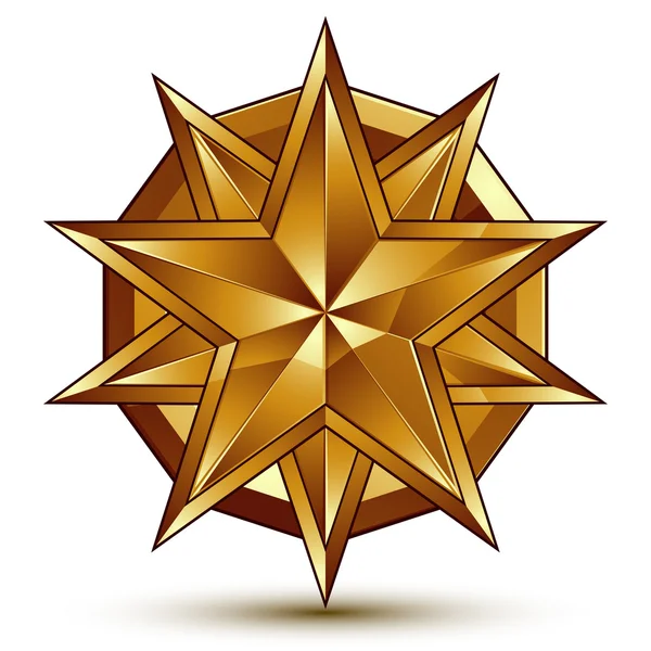 Kifinomult vektoros arany csillag embléma, 3D-s dekoratív design el — Stock Vector