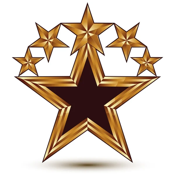 Branded golden geometric symbol, stylized golden star with black — Stock Vector