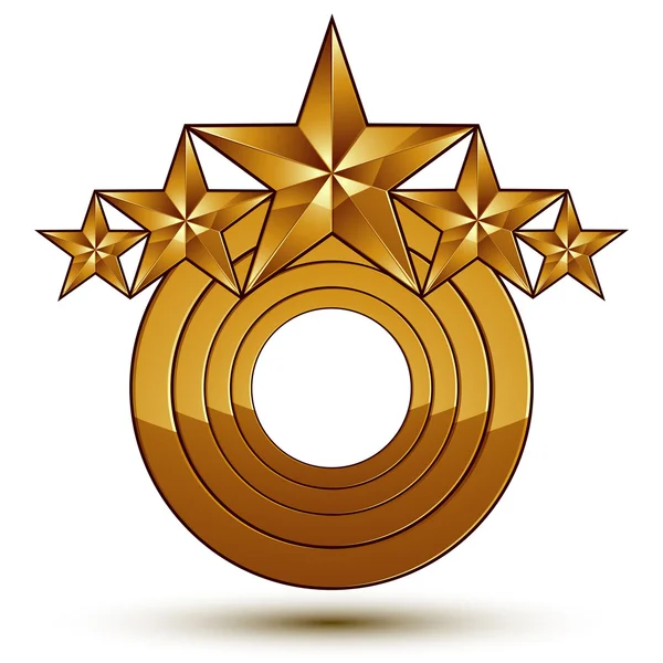 Прекрасный векторный шаблон с 5 золотыми звездами, округлый символ, б — стоковый вектор