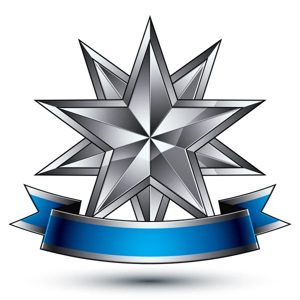 Plantilla de vector glamuroso con símbolo de estrella de plata poligonal, bes — Vector de stock