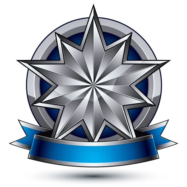 Okouzlující vektor šablona symbolem Pětiúhelníkové silver star, — Stockový vektor