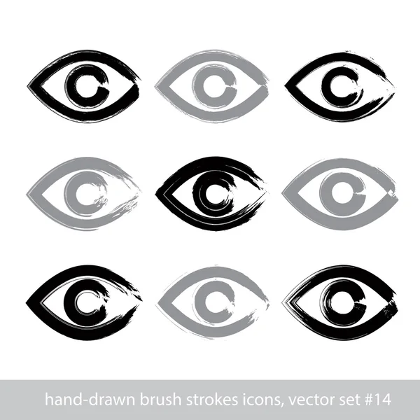 Conjunto de iconos dibujados a mano del ojo humano del movimiento, colección del pincel dr — Vector de stock