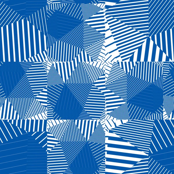 Géométrique lignes carrées désordonnées motif sans couture, effilochage vectoriel bleu — Image vectorielle