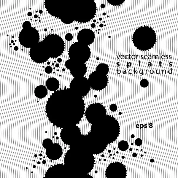 Black and white vector ink splash seamless pattern, vertical mon — Stock Vector