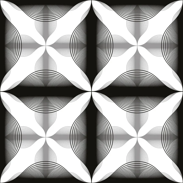 Svarta och vita abstrakt sömlös bakgrund, monokrom vintage — Stock vektor