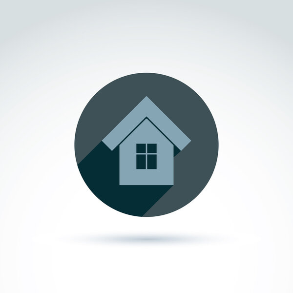 Векторная домашняя иллюстрация, иконка недвижимости. Туристический знак, моно
