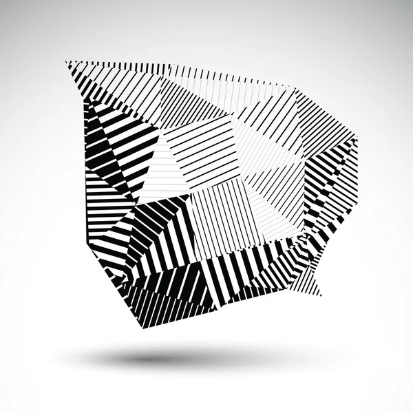 Striped monochrome abstract vector object isolated on white back — Stock Vector