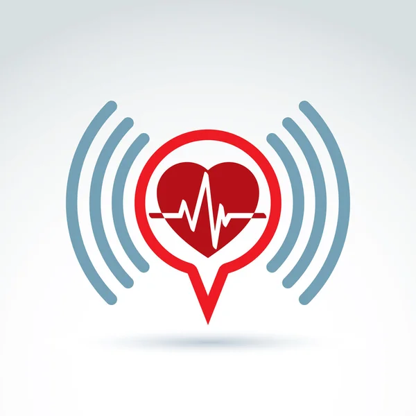 Kardiologie Kardiogramm Herzschlag-Informationssymbol, Vektorkonzep — Stockvektor