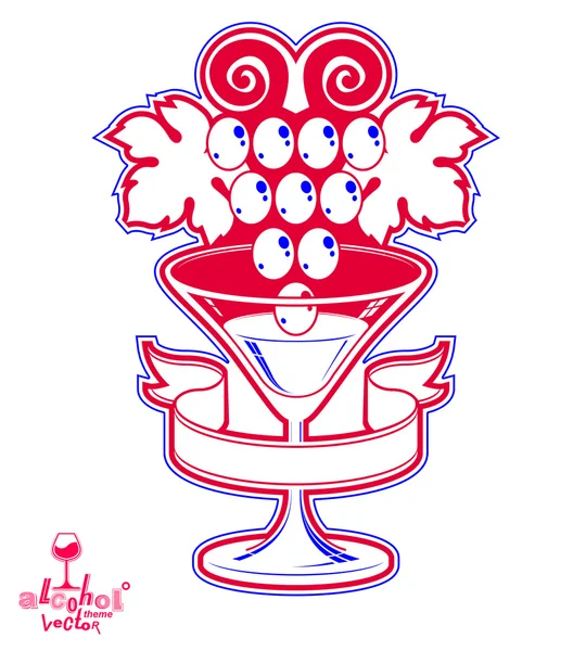 Winery Award thème vectoriel illustration. Élégant demi plein verre — Image vectorielle