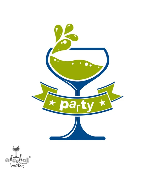 Alcohol theme vector art illustration. Festive goblet with decor — Stock Vector