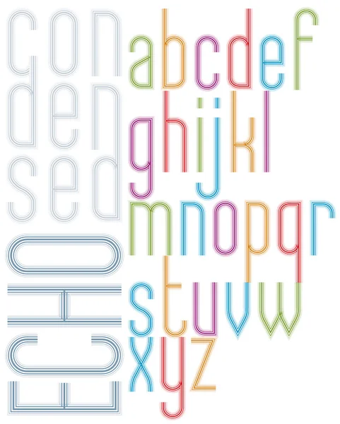 Poster echo light striped font, bright transparent condensed low — Stock Vector