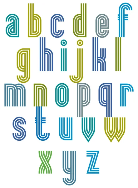Triple stripe retro stijl lettertype. — Stockvector