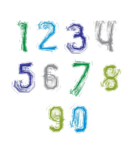 Freak colorful graffiti digits, set of vector unusual numbers dr — Stock Vector