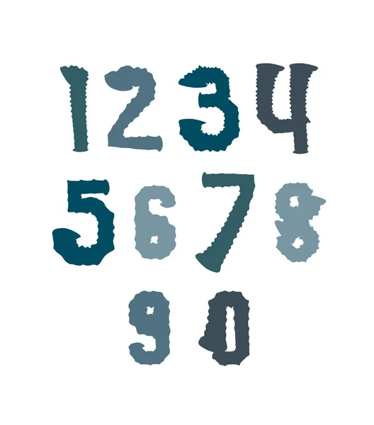 Kreativa handskrivna färgstarka nummer sätta från 0 till 10, vektor g — Stock vektor